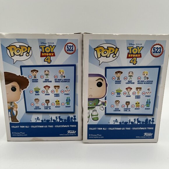 Funko Pop Toy Story 4 Set Woody #522 Buzz Lightyear #523 Disney Figures Lot - Picture 3 of 14